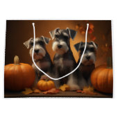 Schnauzer Puppy Herfst Delight Pompoen Groot Cadeauzakje (Voorkant)