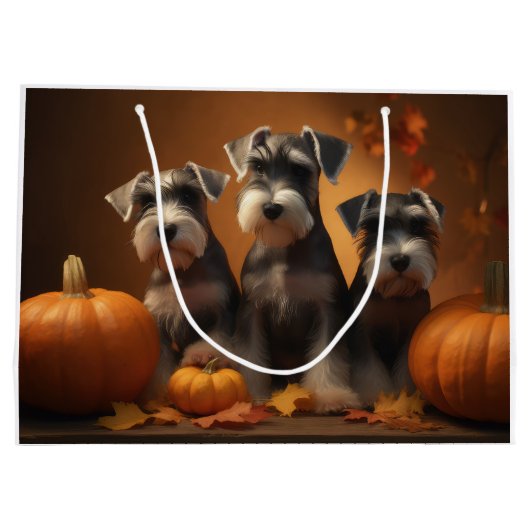Schnauzer Puppy Herfst Delight Pompoen Groot Cadeauzakje (Achterkant)