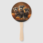 Schnauzer Puppy Herfst Delight Pompoen Handwaaier (Achterkant)