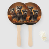 Schnauzer Puppy Herfst Delight Pompoen Handwaaier (Voorkant en achterkant)