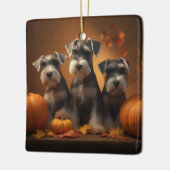 Schnauzer Puppy Herfst Delight Pompoen Keramisch Ornament (Links)