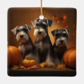 Schnauzer Puppy Herfst Delight Pompoen Keramisch Ornament (Achterkant)