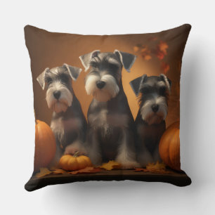 Schnauzer Puppy Herfst Delight Pompoen Kussen