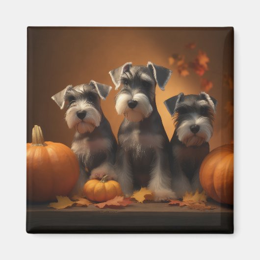 Schnauzer Puppy Herfst Delight Pompoen Magneet (Voorkant)