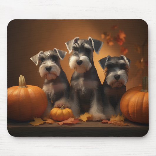 Schnauzer Puppy Herfst Delight Pompoen Muismat (Voorkant)