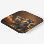 Schnauzer Puppy Herfst Delight Pompoen Papieren Bordje (Gebogen)