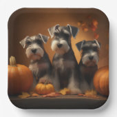 Schnauzer Puppy Herfst Delight Pompoen Papieren Bordje (Voorkant)