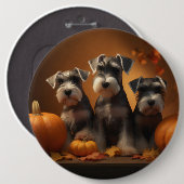 Schnauzer Puppy Herfst Delight Pompoen Ronde Button 6,0 Cm (Voorkant /achterkant)