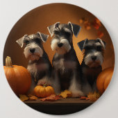 Schnauzer Puppy Herfst Delight Pompoen Ronde Button 6,0 Cm (Voorkant)