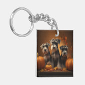 Schnauzer Puppy Herfst Delight Pompoen Sleutelhanger (Voorkant Links)