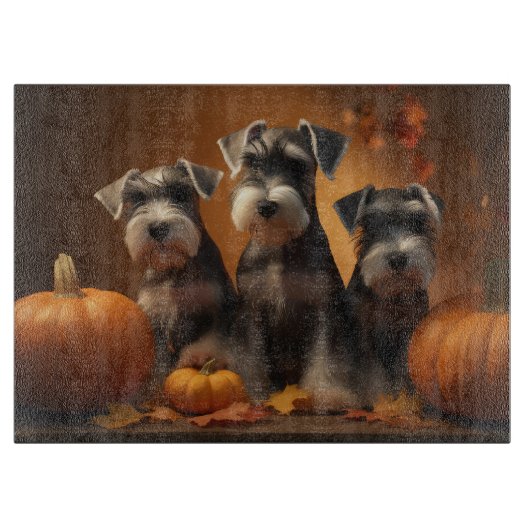 Schnauzer Puppy Herfst Delight Pompoen Snijplank (Voorkant)