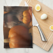 Schnauzer Puppy Herfst Delight Pompoen Theedoek (Quarter Fold)