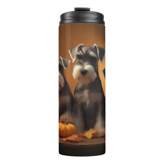 Schnauzer Puppy Herfst Delight Pompoen Thermosbeker (Voorkant)