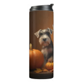 Schnauzer Puppy Herfst Delight Pompoen Thermosbeker (Gedraaid links)