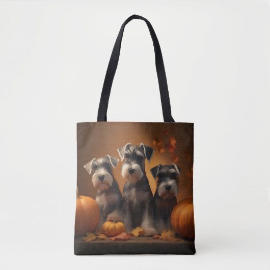 Schnauzer Puppy Herfst Delight Pompoen Tote Bag (Voorkant)