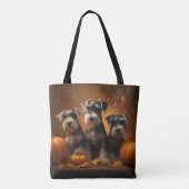 Schnauzer Puppy Herfst Delight Pompoen Tote Bag (Achterkant)