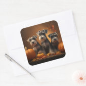 Schnauzer Puppy Herfst Delight Pompoen Vierkante Sticker (Envelop)