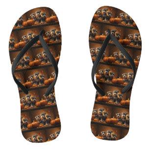 Schnauzer Puppy Herfst Plezier Pompoen Teenslippers