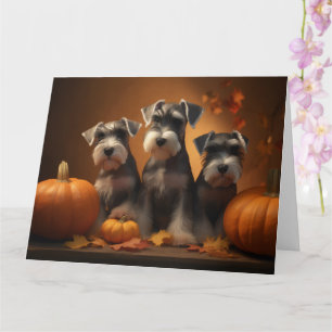 Schnauzer Puppy Herfstpracht Pompoen  Kaart