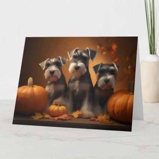 Schnauzer Puppy Herfstpracht Pompoen  Kaart (Voorkant)