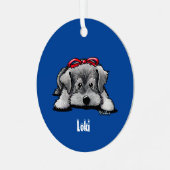 Schnauzer Puppy Kerstmis Metalen Ornament (Voorkant links)
