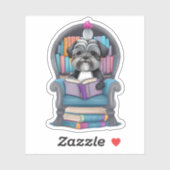 Schnauzer Puppy Leesboek Sticker (Vel)