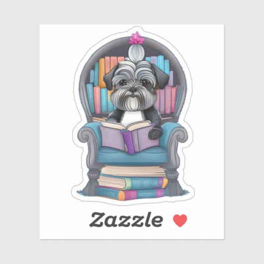 Schnauzer Puppy Leesboek Sticker (Vel)