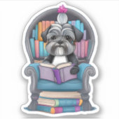 Schnauzer Puppy Leesboek Sticker (Voorkant)