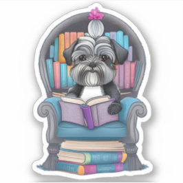 Schnauzer Puppy Leesboek Sticker
