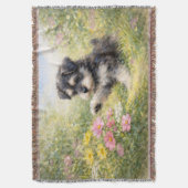 Schnauzer Puppy Lente Bloemen Deken (Voorkant Verticaal)