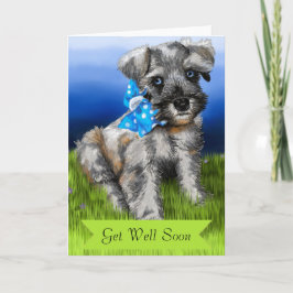 Schnauzer Puppy met Get Well Soon Kaart