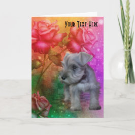 Schnauzer Puppy Rozen Dog Art Fotokaart Kaart