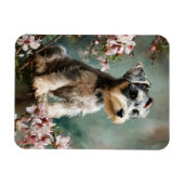 Schnauzer Puppy Spring Cherry Blossoms Flexible Magneet (Horizontaal)
