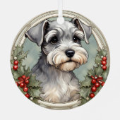 Schnauzer Puppy's Eerste Kerstmis Ornament (Achterkant)