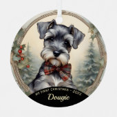 Schnauzer Puppy's Eerste Kerstmis Ornament (Voorkant)
