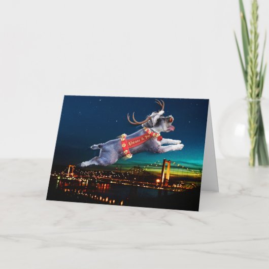 Schnauzer Reindeer Holiday Card - Carquinez Bridge Kaart (Voorkant)