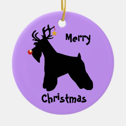 Schnauzer Reindeer Kerstmis Keramisch Ornament (Voorkant)