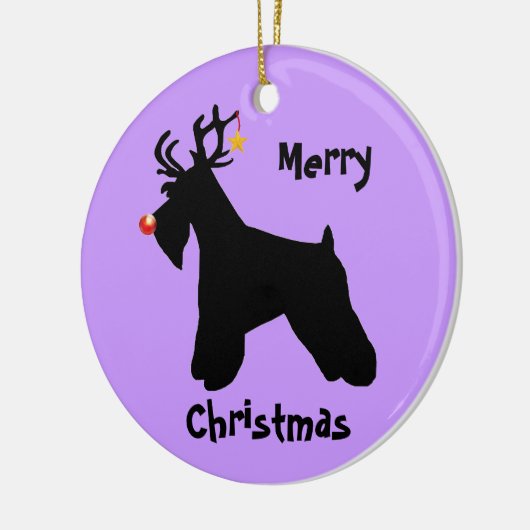 Schnauzer Reindeer Kerstmis Keramisch Ornament (Links)