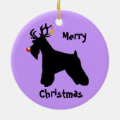 Schnauzer Reindeer Kerstmis Keramisch Ornament (Achterkant)