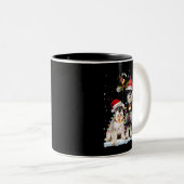 Schnauzer Reindeer Santa Hat Xmas licht Kerstmis Tweekleurige Koffiemok (Voorkant rechts)