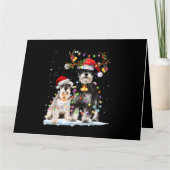 Schnauzer Rendier Kerstmuts Kerstlichtjes Kerstmis Kaart (Voorkant)