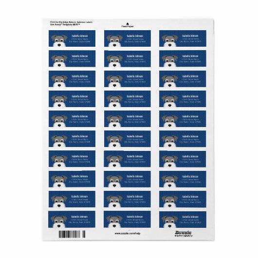 Schnauzer Return Address Labels (Full Sheet)