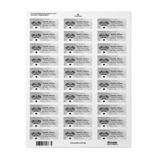 Schnauzer Return Address Labels (Full Sheet)