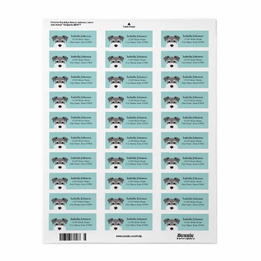 Schnauzer Return Address Labels (Full Sheet)