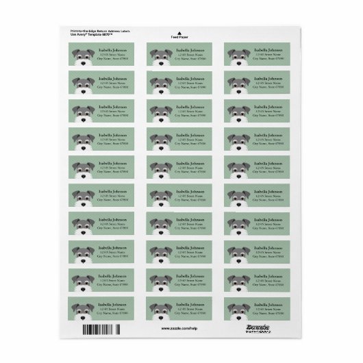 Schnauzer Return Address Labels (Full Sheet)
