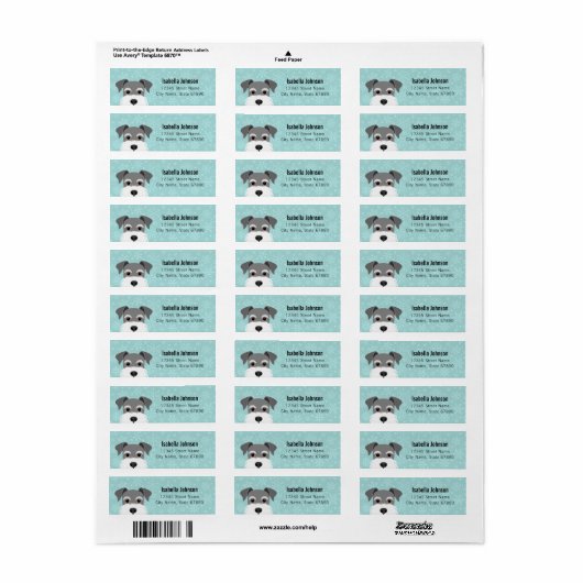 Schnauzer Return Address Labels (Full Sheet)