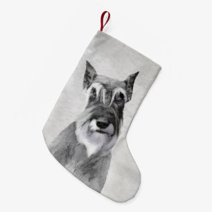 Schnauzer (Reus) Schilderij - Honden Kunst Kleine Kerstsok