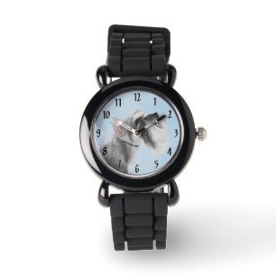 Schnauzer (Reus, Standaard) Schilderij - Honden Ku Horloge