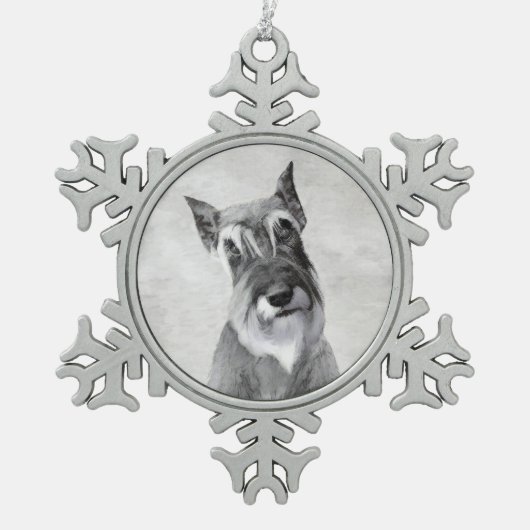Schnauzer (reuzenschilderkunst) tin sneeuwvlok ornament (Voorkant)