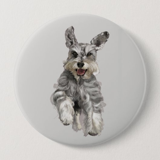 Schnauzer Ronde Button 4,0 Cm (Voorkant)